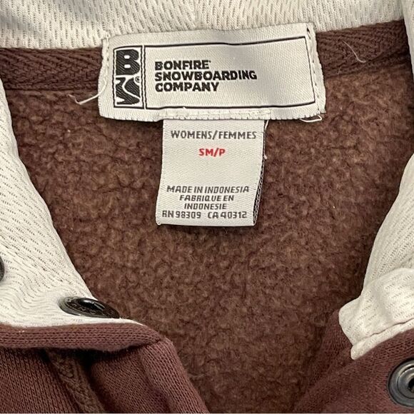 Bonfire Snowboarding Company Full Zip Brown Hoodie Women's S Exposed Zipper - Picture 4 of 11